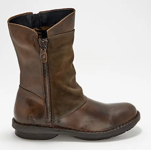 SOLD!!  FLY London Leather Mid Boot- Flee-Olive/Sludge EU 36, US 5.5 - Picture 11 of 11